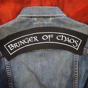Bringer Of Chaos Top Rocker Patch - punk patch, goth patch, metal back patch, patches for jackets, banner patch, motorcycle jacket, kali