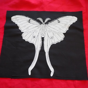 Moon Moth Patch - insect patches, bug, animal, butterfly, goth patch, nature goblin, occult, goblincore, large, punk patches for jackets