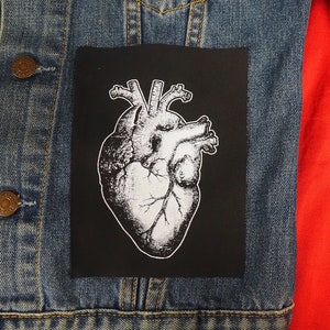 Anatomical Heart Patch - horror patch, real heart patch, occult clothing, memento mori, patches for jackets, anatomy patch, punk patches