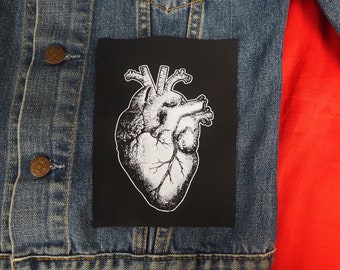 Anatomical Heart patch: Screen printed cotton sew on patch for jacket, jeans | Goth Punk Occult Horror patches by ToothXNail