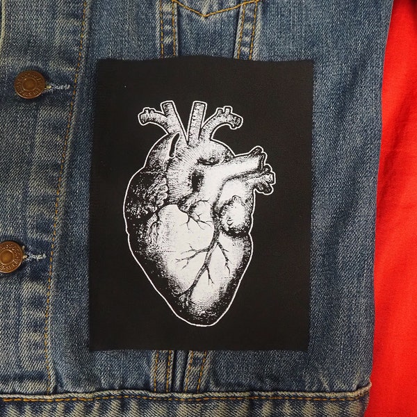 Anatomical Heart Patch - patch d’horreur, vrai patch de cœur, vêtements occultes, memento mori, patchs pour vestes, patch d’anatomie, patchs punk