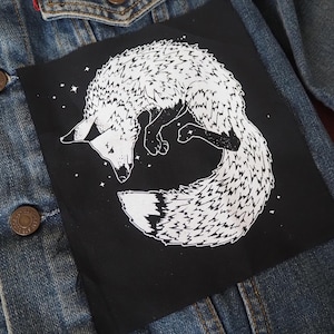 Parche de zorro: Parche de algodón serigrafiado para coser en la espalda de chaquetas, vaqueros, kitsune, animales / Parches lindos de estilo gótico punk queer de ToothXNail