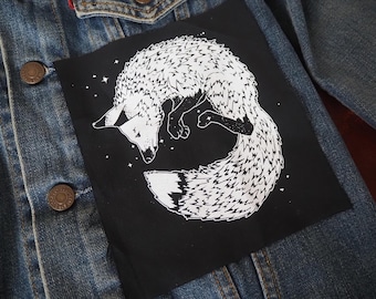 Fox patch: Screen printed cotton sew on backpatch for jacket, jeans, kitsune, animal | Goth Punk Queer cute patches by ToothXNail