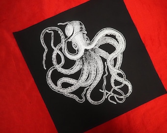 Octopus Patch - cthulhu patch, kraken, punk patch, sea punk, goth patches for jacket, lovecraft patch, screen print patch, squid, tentacles