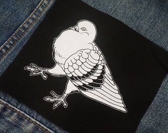 Pigeon Patch - Alex Harvey - bird patches, folk punk patch, patches for jackets, nature, garden, animal patches, trash, crust pants, city