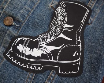 Boot patch: Screen printed cotton sew on patch for jacket, jeans | Goth Punk Queer Leather Lesbian patches by ToothXNail