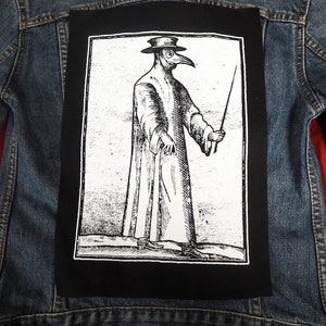 Plague Doctor Back Patch - black metal, goth backpatch, heavy, death, magic patch, medieval art, punk Patches for jackets, large, punk rock