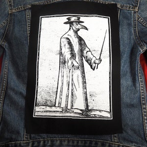 Plague Doctor Back Patch - black metal, goth backpatch, heavy metal, death metal, magic patch, medieval art, punk Patches for jackets, large