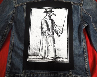 Plague Doctor Back Patch - black metal, goth backpatch, heavy metal, death metal, magic patch, medieval art, punk Patches for jackets, large