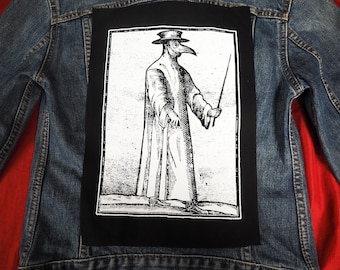 Patch traseiro de médico da peste: Patch de algodão estampado para costurar em jaquetas e calças jeans | Patches góticos, punks, ocultistas e medievais da ToothXNail