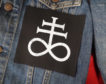 SALE Leviathan Cross patch: Screen printed cotton sew on patch for jacket, jeans | Goth Occult Witch Horror patches by ToothXNail