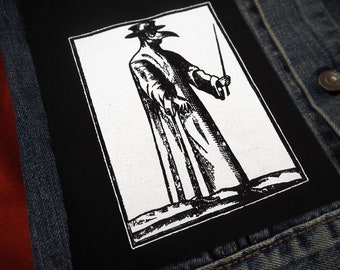 Plague Doctor patch: Screen printed cotton sew on patch for jacket, jeans | Goth Occult Medieval Horror patches by ToothXNail