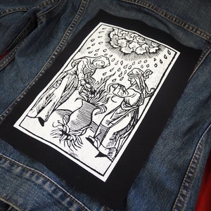 Witches Back Patch - large patch, medieval illustration, punk patch, witchy, occult backpatch, sew on patch for jacket, wiccan, goth, punk