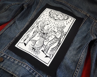 Witches Back Patch - large patch, medieval illustration, punk patch, witchy, occult backpatch, sew on patch for jacket, wiccan, goth, punk