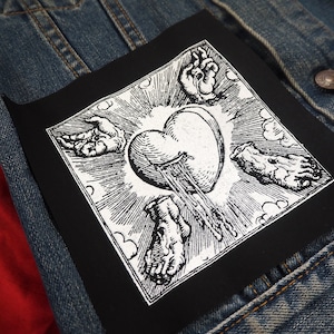 Stigmata Patch - medieval, black metal, horror patch, anatomical, sacred heart, punk rock, Patches for jackets, goth, for clothes, for jeans