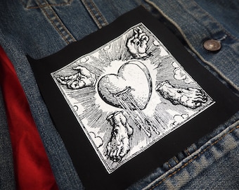 Stigmata Patch - medieval, black metal, horror patches, anatomical, christian, jesus christ, sacred heart, punk Patches for jackets, goth