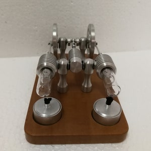Anniversary Gift ,Dad Gift, Boy gift ,  two-cylinder type gamma Stirling engine, Hot Air Stirling Engine, aluminium crafts, educational toys