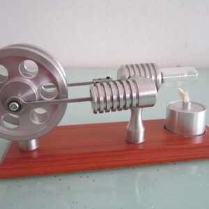Handmade Anniversary grandpa gift,boy gift , Stirling engine Twin Flywheel Hot air Kids Birthday Toys Aluminium crafts educational toy kits