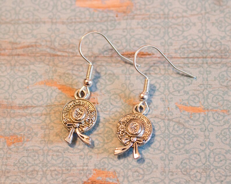 Anne of Green Gables Earrings Straw Hat Earrings Silver Etsy