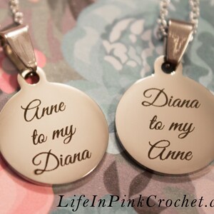 Anne To My Diana Necklace - Diana To My Anne Necklace - Best Friends Necklace - Anne Shirley - Diana Barry - Anne of Green Gables