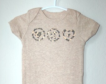 Love triple heart in Cheetah print Valentines Onesie