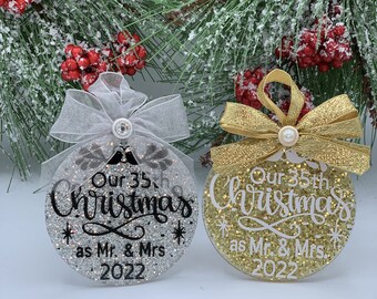 Celebrate Married Christmases with Custom Ornament