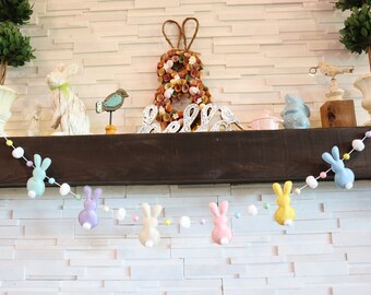 Bunny Garland-Handmade Pastel Felt Bunnies
