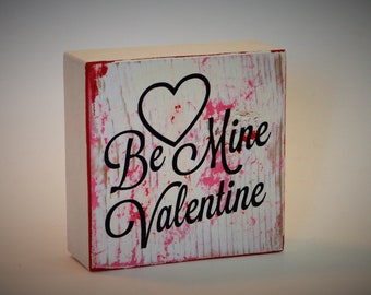 Be My Valentine Rustic Block_Red&White