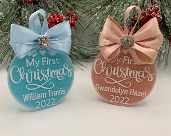 Baby's 1st Christmas Ornament, Baby Keepsake Ornament, Personalized First Christmas Ornament