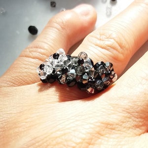 Black Swarovski Ring Etsy Canada