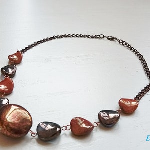 Kupferkette mit bronzenen Glasperlen Gold, Kupfer und Gold rot, handgefertigt und einzigartig, nickelfrei, Geschenk für sie, Jubiläumsgeschenk, Schmuck