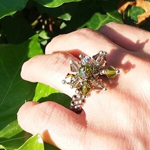Grünen Ring Swarovski-Kristalle, Schmuck für ihr Geschenk für sie, Geburtstag, Verlobung, einzigartige handgemachte Nickel frei