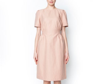 Różowa sukienka lniana, sukienka letnia, sukienki z lat 70., różowa sukienka ślubna, sukienka dla druhny, letnia sukienka casualowa, sukienka bawełniana boho, sukienka koktajlowa