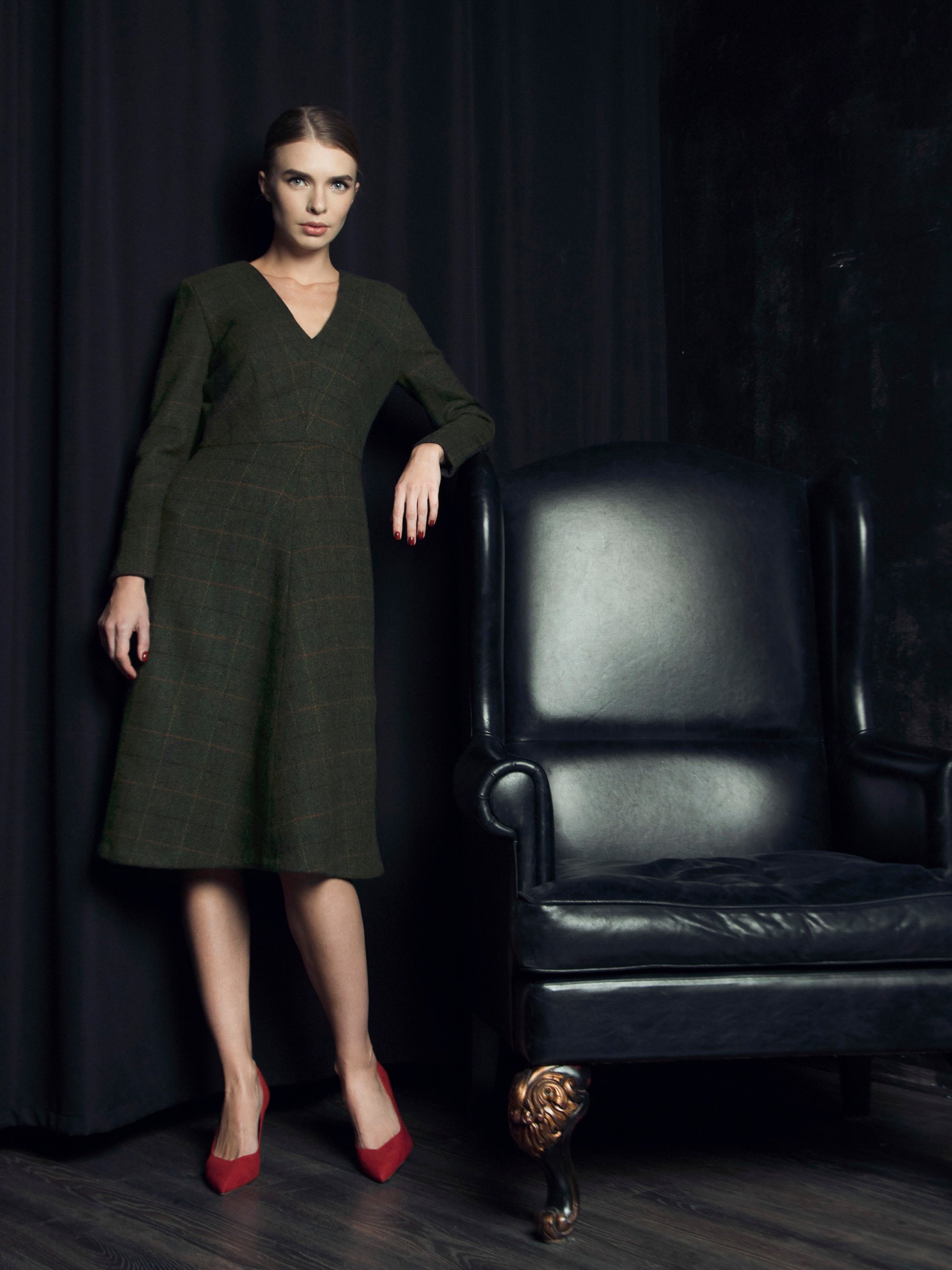 Wool dress office dress business dress winter dress midi Etsy