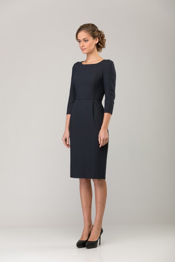 navy blue wool dress