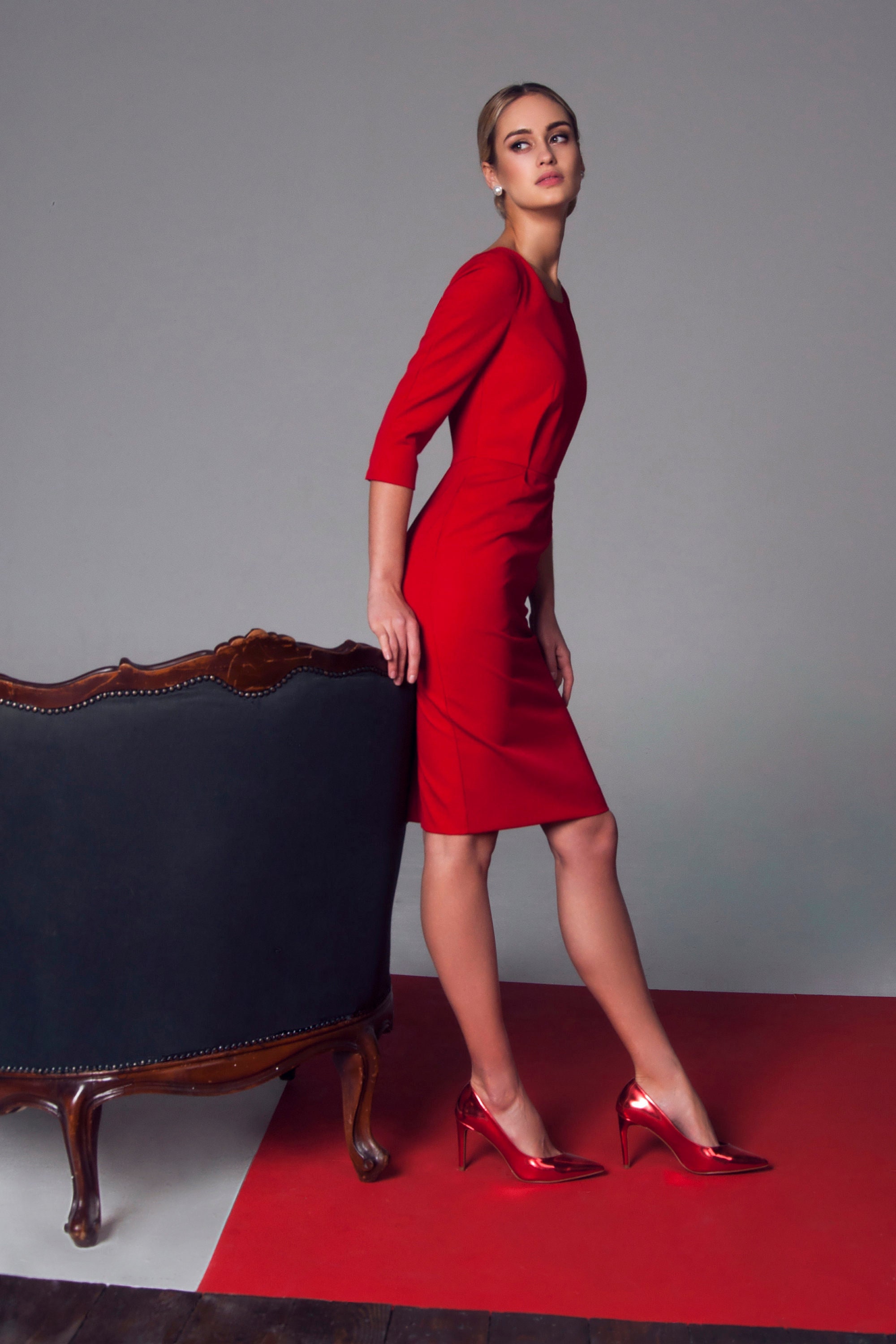 Red Wool Dress Business Elegant Dress Cocktail Dress - Etsy Finland