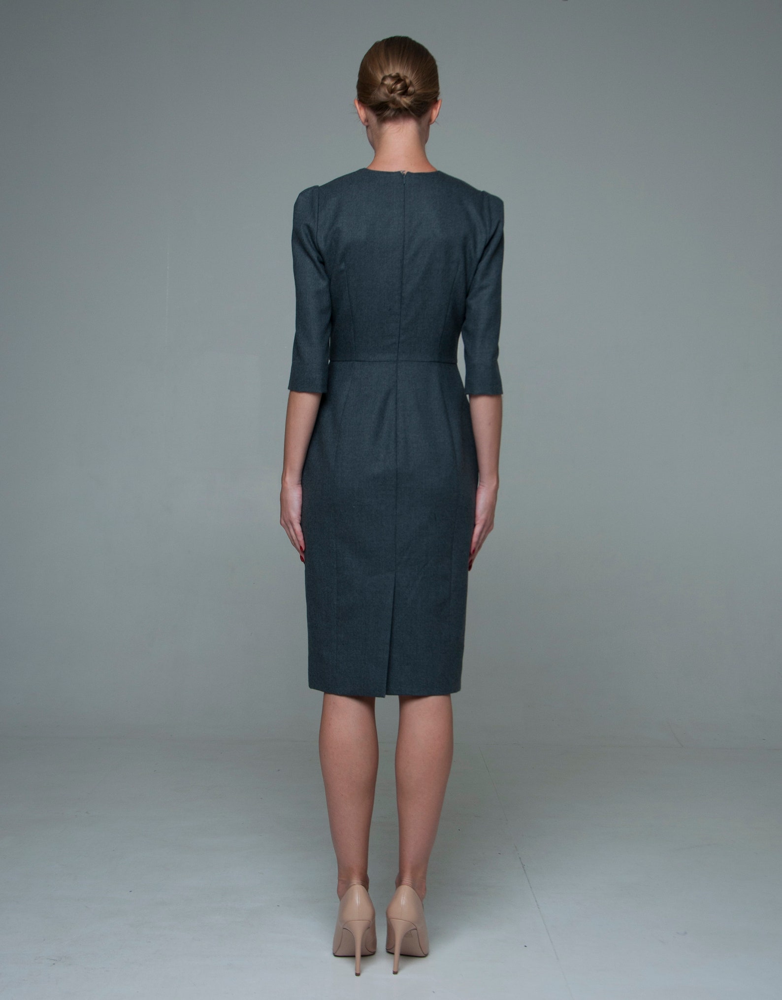 Wool Dress, Office Dress, Gray Dress, Formal Dress, Business Dress