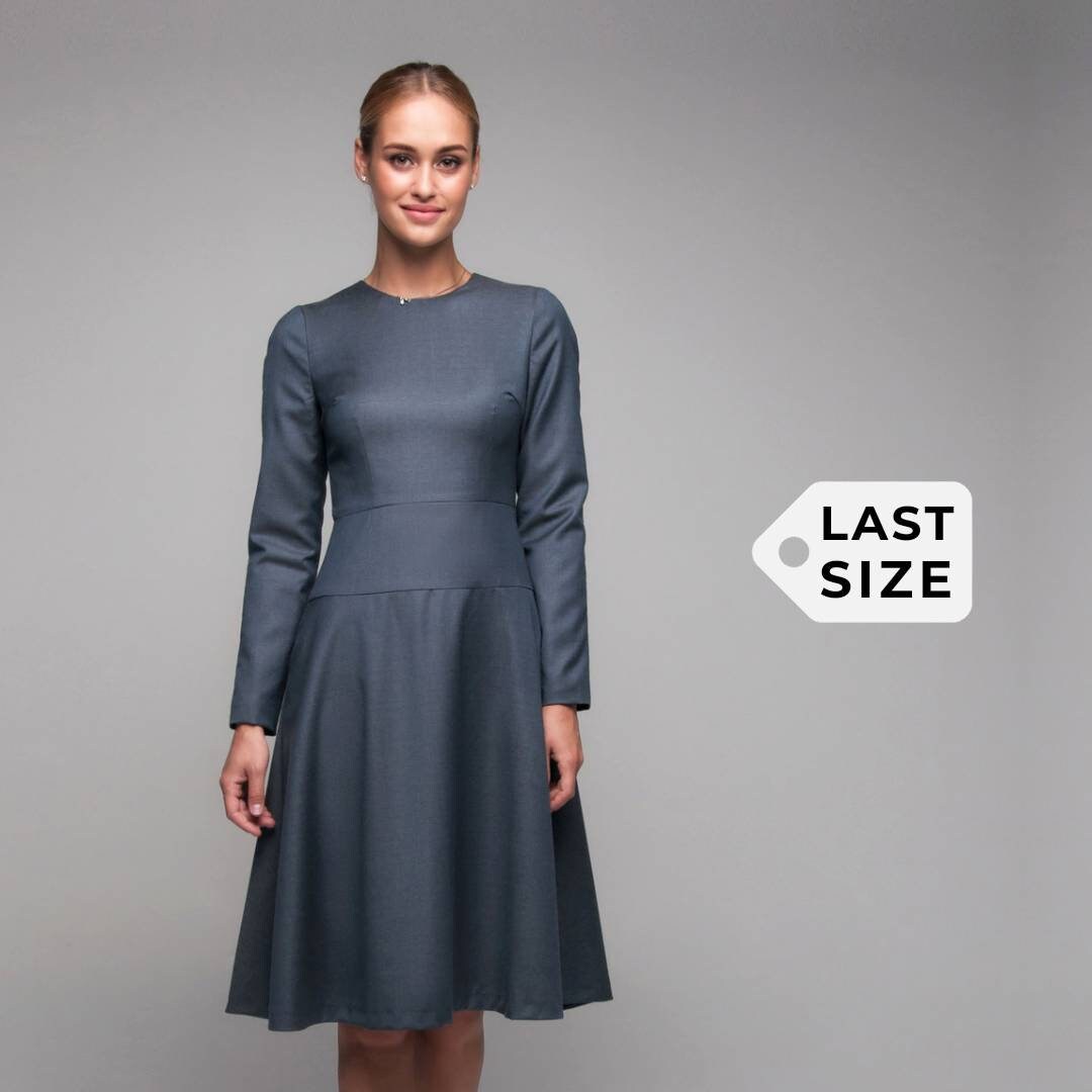 Grey Dress Wool Dress Office Dress Business Dress Fit and - Etsy Hong Kong