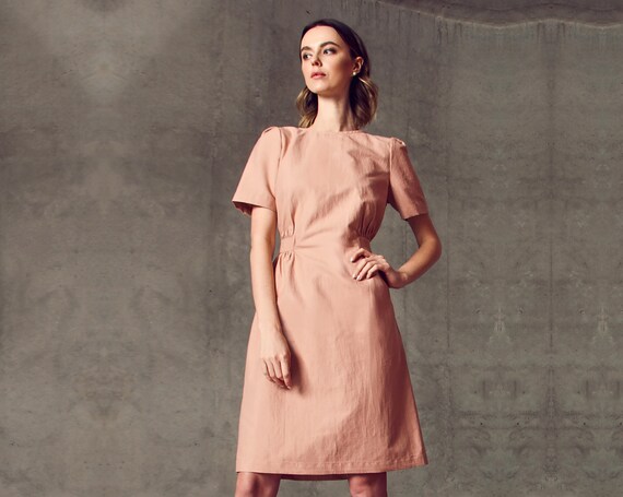 Pink powder dress, Simple wedding dress, cotton summer dress, linen dress, plus size formal dress, light elegant dress, Kate Middleton dress Pink powder dress, Simple wedding dress, cotton summer dress, linen dress, plus size formal dress, light elegant dress, Kate Middleton dress