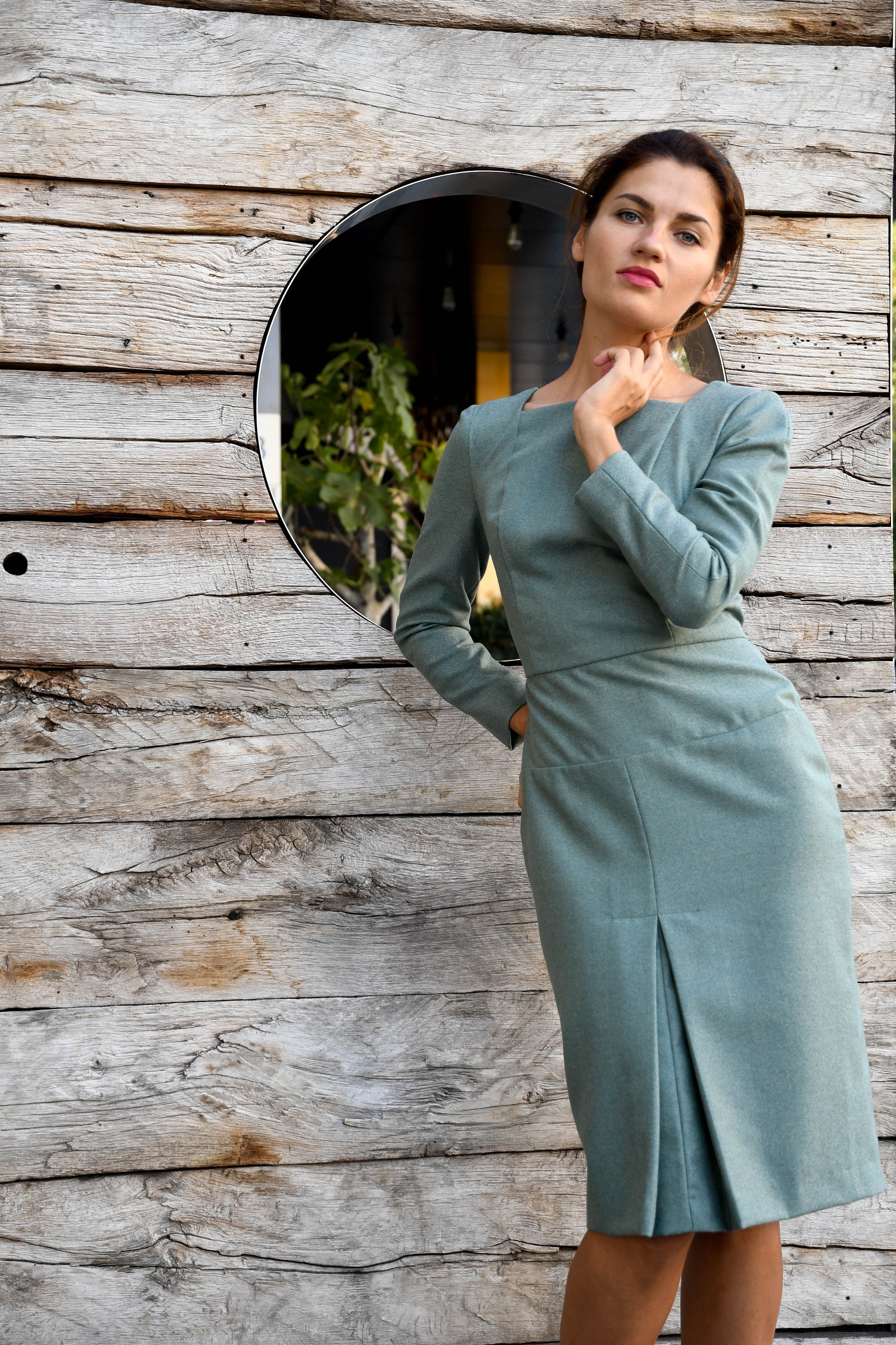 Wollkleid olivfarbenes Kleid Bürokleid Businesskleid - Etsy Schweiz