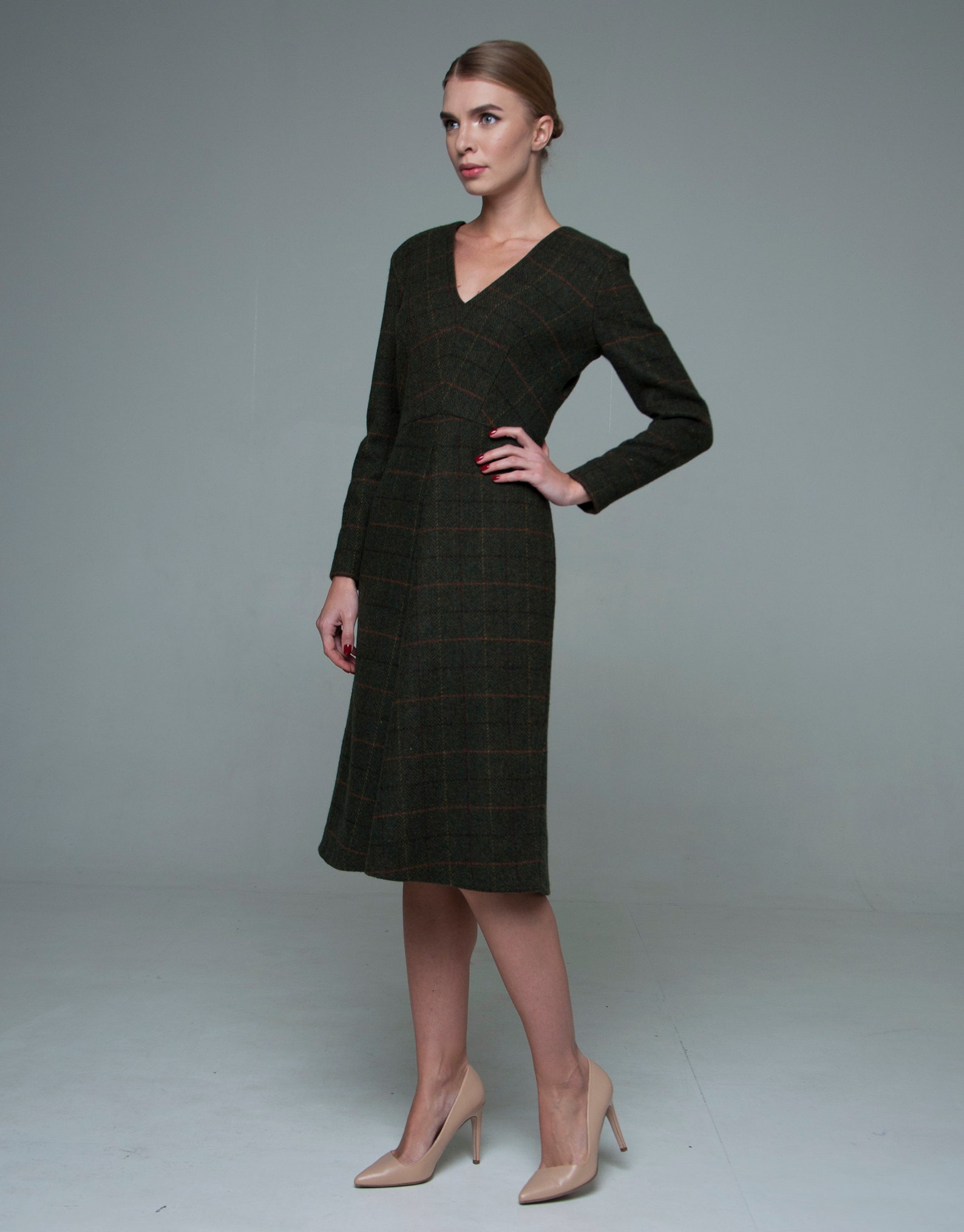 Wool Dress Office Dress Business Dress Winter Dress Midi Etsy