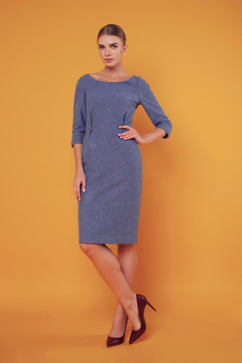 Wool dress lilac dress office dress business dress midi Etsy