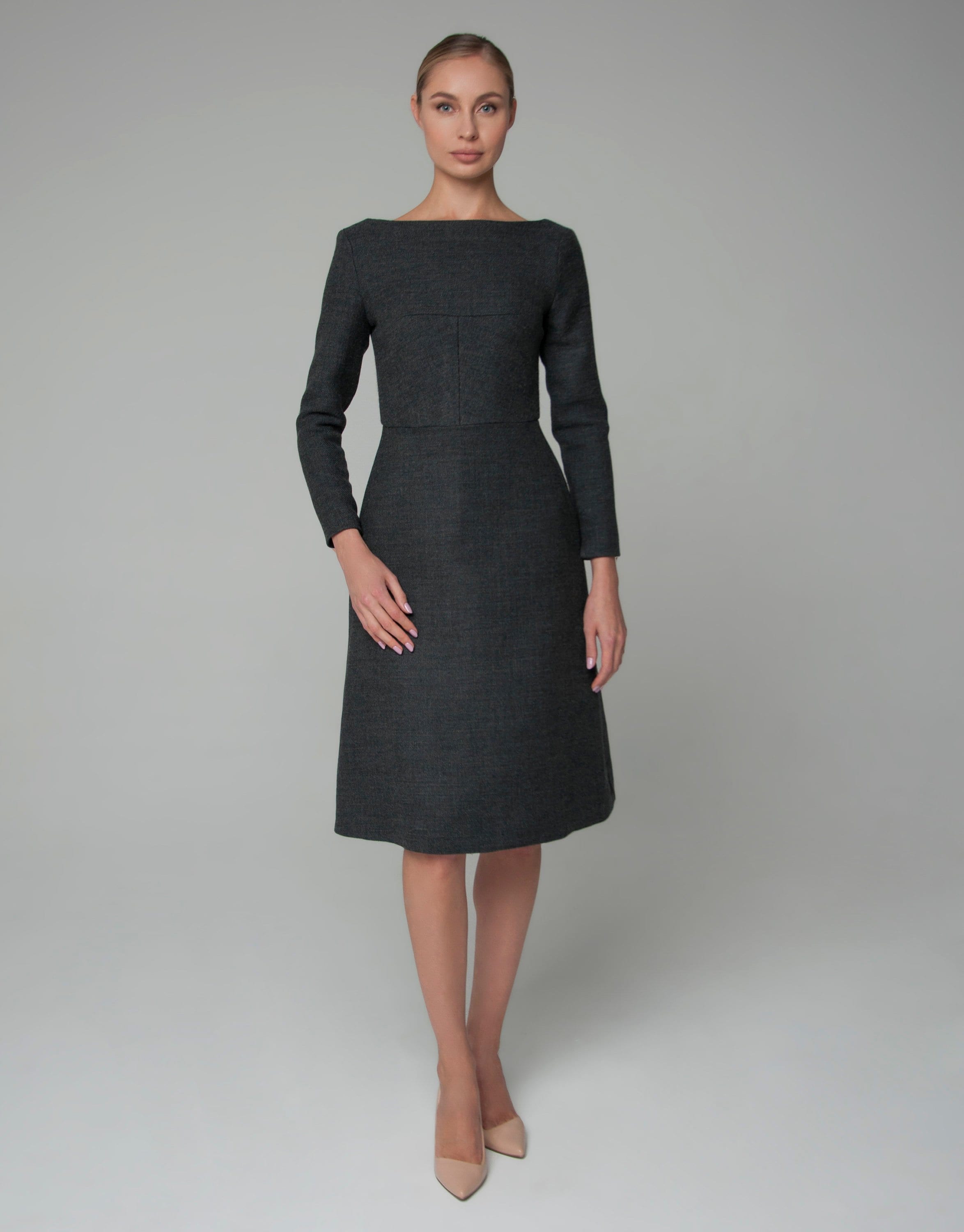 Wool dress grey dress office dress business dress fit and Etsy