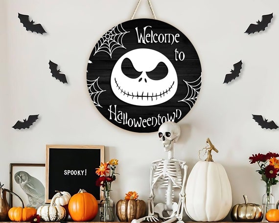 Jack Skellington Halloweentown Door Hanger Welcome to - Etsy