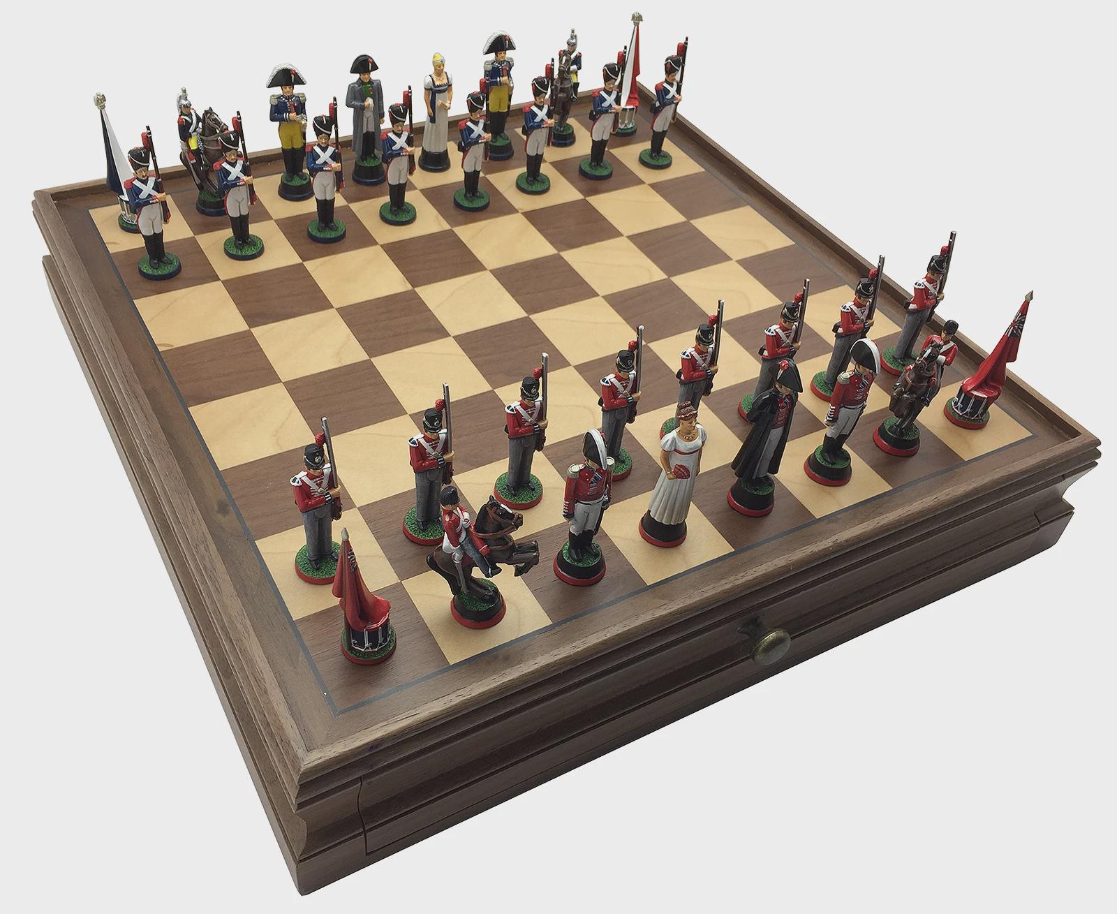 Jeu d'échecs en terre cuite et blanc de style Bauhaus – 40 x 40 cm avec pièces d'échecs royales de 8,5 cm | Échecs et Backgammon – Chess & Backgammon