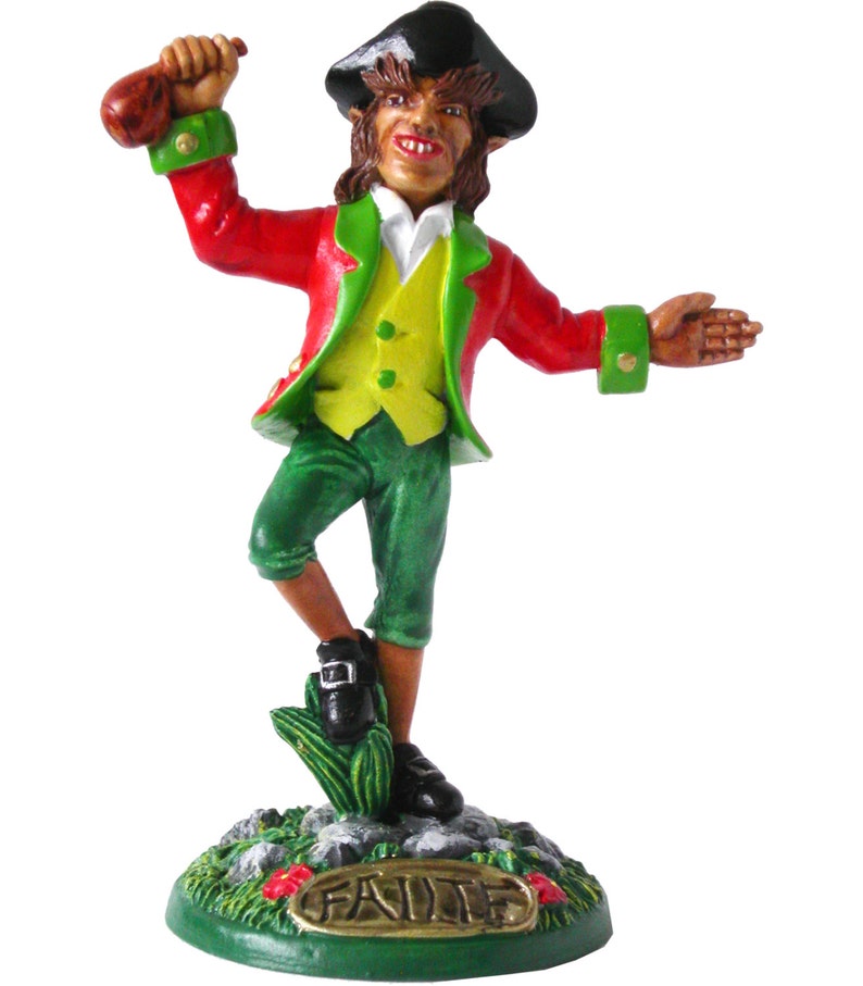 Painted Irish leprechaun miniature holding a bag of gold | Etsy