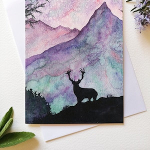 Aquarell Hirschkarte