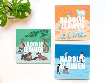 Illustrated Nadolig Llawen Welsh Christmas Card Multipack