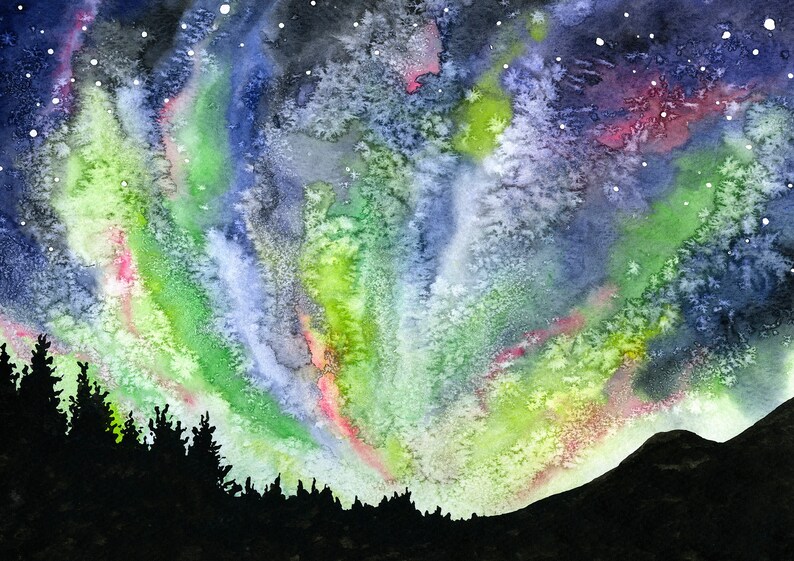 Aurora Borealis Watercolour Art Print image 4