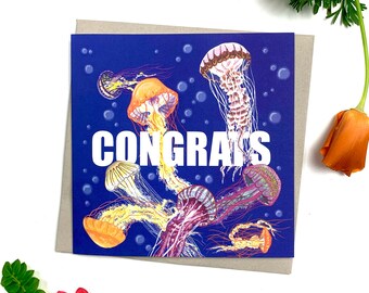 Illustrated Jellyfish Congrats Card